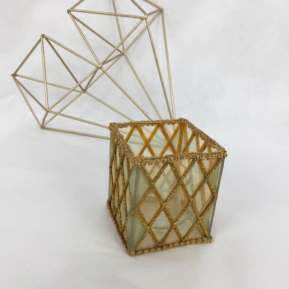 Fabric & Metal Framed Candle Holder - Picture 1 of 5